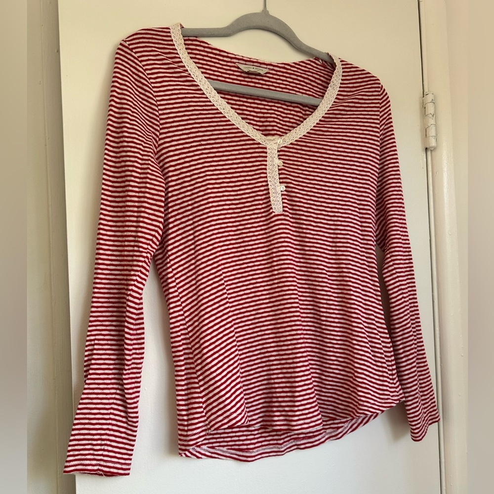 Lucky Brand Striped Long Sleeve Top EUC
